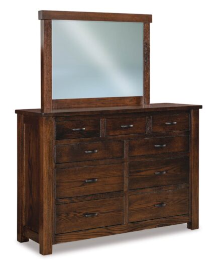 Amish Cottage 9 Drawer Dresser [Shown in Brown Maple with an Old Museum finish and JRCT-030 Mirror]