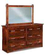 Amish Denver 6 Drawer Dresser [Shown in Rustic Cherry with a Burnt Umber finish and JRDV-045 Mirror]