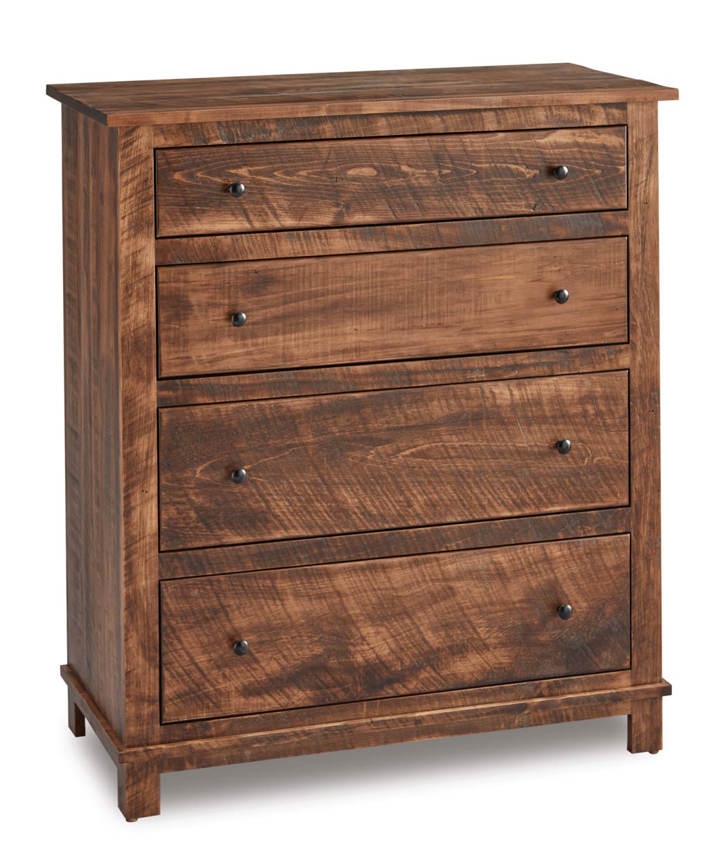 Amish Flint 4 Drawer Chest [Rough Sawn Wormy Maple with an Almond finish]