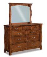 Amish Reno 9 Drawer 61 in. Dresser [Shown in Rustic Hickory with a Tavern finish, JRR-030 Mirror]