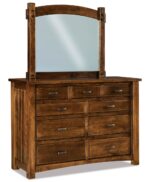 Amish Timbra 9 Drawer Dresser [Brown Maple with an Earthtone finish, JRT-030 Mirror]