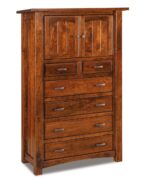 Amish Timbra 6 Drawer 2 Door Chest Armoire [Rustic Hickory with an Asbury Brown finish]