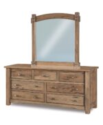 Amish Timbra 7 Drawer Dresser [Rustic Hickory with a Driftwood finish, JRT-048 Mirror]