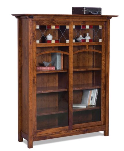 Amish Artesa Double Bookcase with Sliding Doors