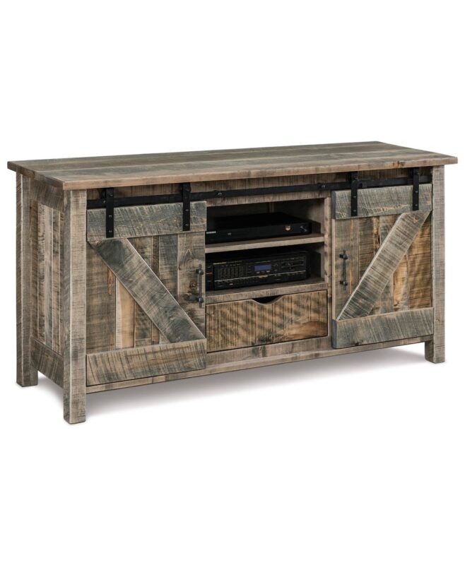Amish Houston 2 Door 1 Drawer Narrow Media Stand