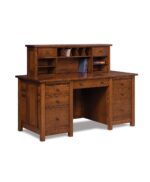Amish Kascade Double Pedestal Desk with Unfinished Back [Shown with optional hutch]
