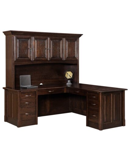Amish Victorian 8 Drawer L-Desk with optional Hutch