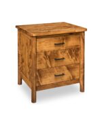 This handcrafted Jasmine 3 Drawer Nightstand features a solid wood frame with sleek, straight lines for timeless bedroom elegance.