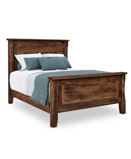 The Longmont Bed features a solid wood frame with elegant paneling, showcasing Amish craftsmanship and traditional design.