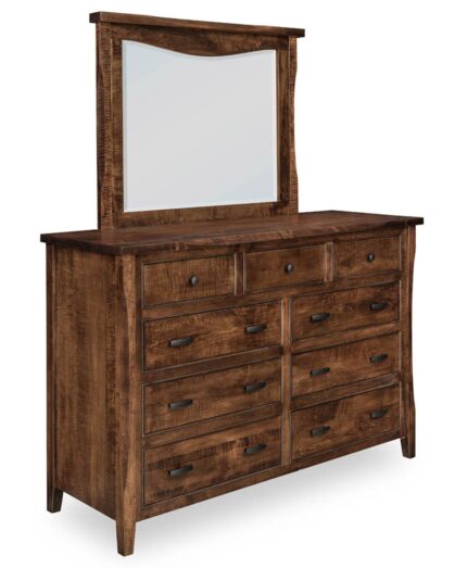 The Longmont 9 Drawer Dresser features a solid wood frame with a clean, artisan design and ample drawer space.