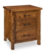 The Riverton 3 Drawer Nightstand features a solid frame and clean lines, showcasing Amish craftsmanship.