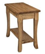 The Berkley Open Chairside End Table features elegantly curved legs and a convenient lower shelf for storage.