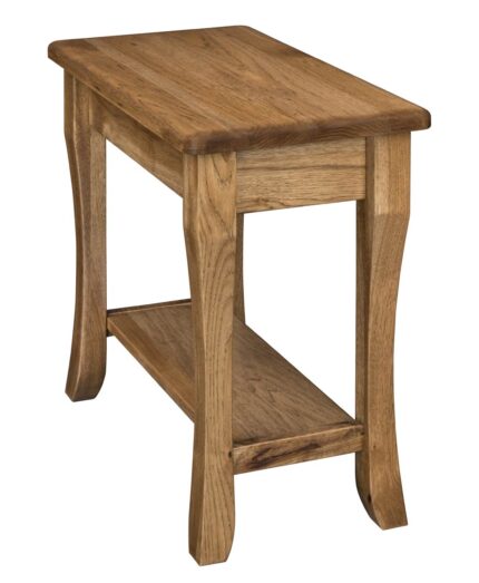 The Berkley Open Chairside End Table features elegantly curved legs and a convenient lower shelf for storage.
