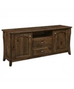 The Berkley TV Stand features arched cabinet doors and two stacked drawers, offering ample storage for your media.