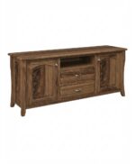 The Berkley TV Stand features a central open shelf above two drawers, flanked by arched cabinet doors.
