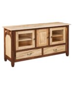 The Kensing TV Stand offers a striking design with two glass-door cabinets and two drawers.