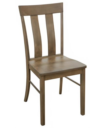 The Millbrooke Chair features a solid wood frame with a gently curved backrest and two vertical slats.