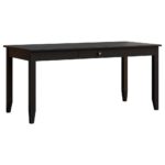 This solid wood Ashton Writing Desk features a simple rectangular top supported by four tapered legs and a single central drawer.