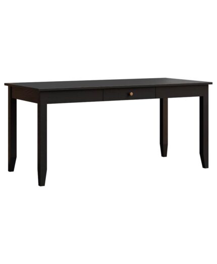 This solid wood Ashton Writing Desk features a simple rectangular top supported by four tapered legs and a single central drawer.