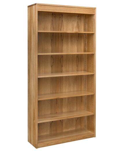 The Bordeaux Bookcase is a tall, solid wood bookcase with six shelves, featuring a simple frame and a top molding.