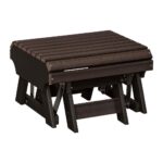 The Hampton Poly Glider Ottoman features a slatted top and smooth gliding motion for comfortable outdoor relaxation.