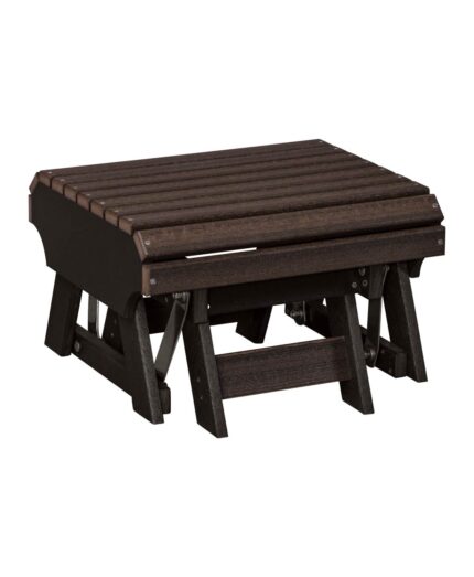The Hampton Poly Glider Ottoman features a slatted top and smooth gliding motion for comfortable outdoor relaxation.