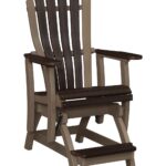 The Lincoln Poly Counter Glider features a tall, vertical slat back and footrest for comfortable outdoor relaxation.