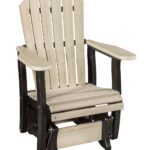 This handcrafted Hoosier Poly Glider features a curved, slatted backrest and wide armrests for comfortable outdoor seating.