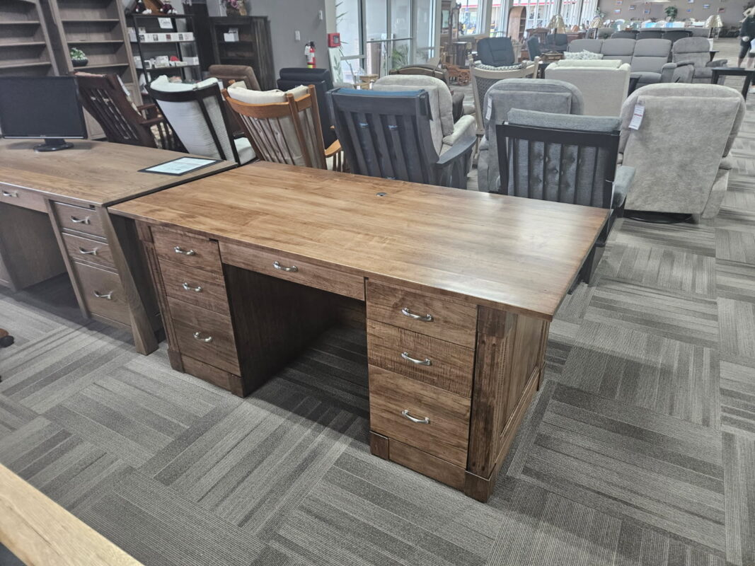 This solid wood Northport Executive Desk features a spacious top and double pedestals with ample storage for your office.